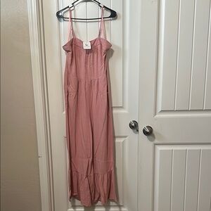 Pink Spaghetti Strap Maxi Dress